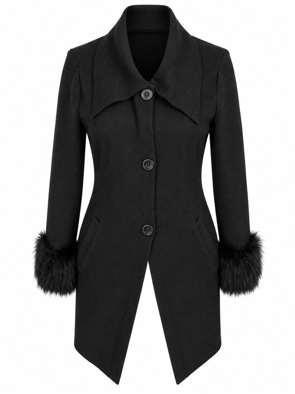 Love & Luxe Ladies sweater coat with Faux Fur Cuff size M